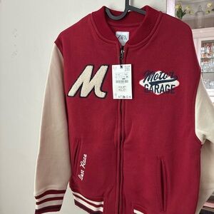Zara Kids Red and Cream Motor Garage Jacket